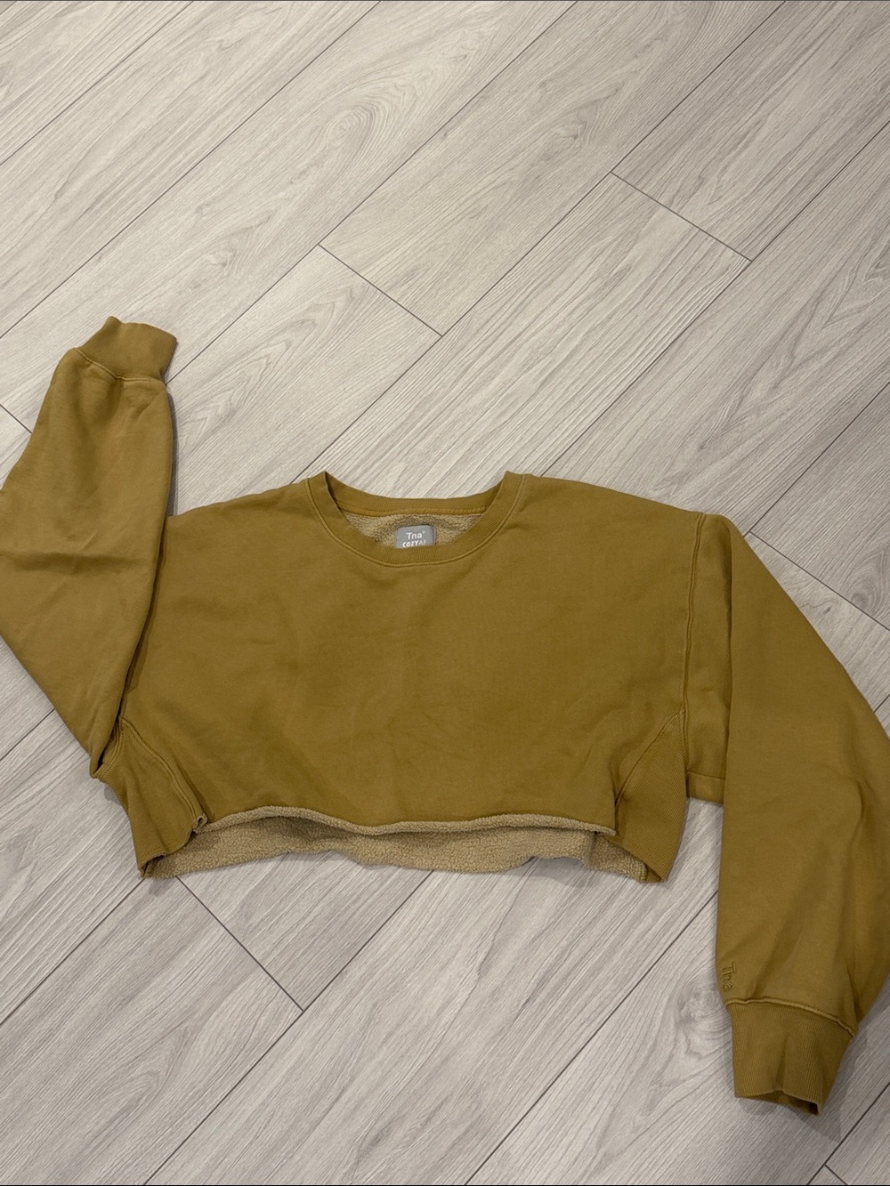 TNA Cropped Crewneck Sweatshirt - Mustard Brown